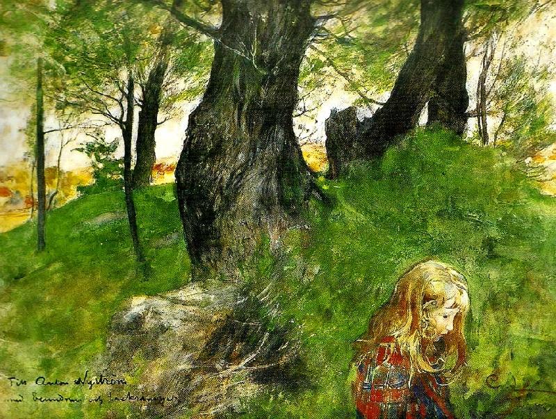 Carl Larsson Suzanne i en skogsbacke Flickan i skogen china oil painting image